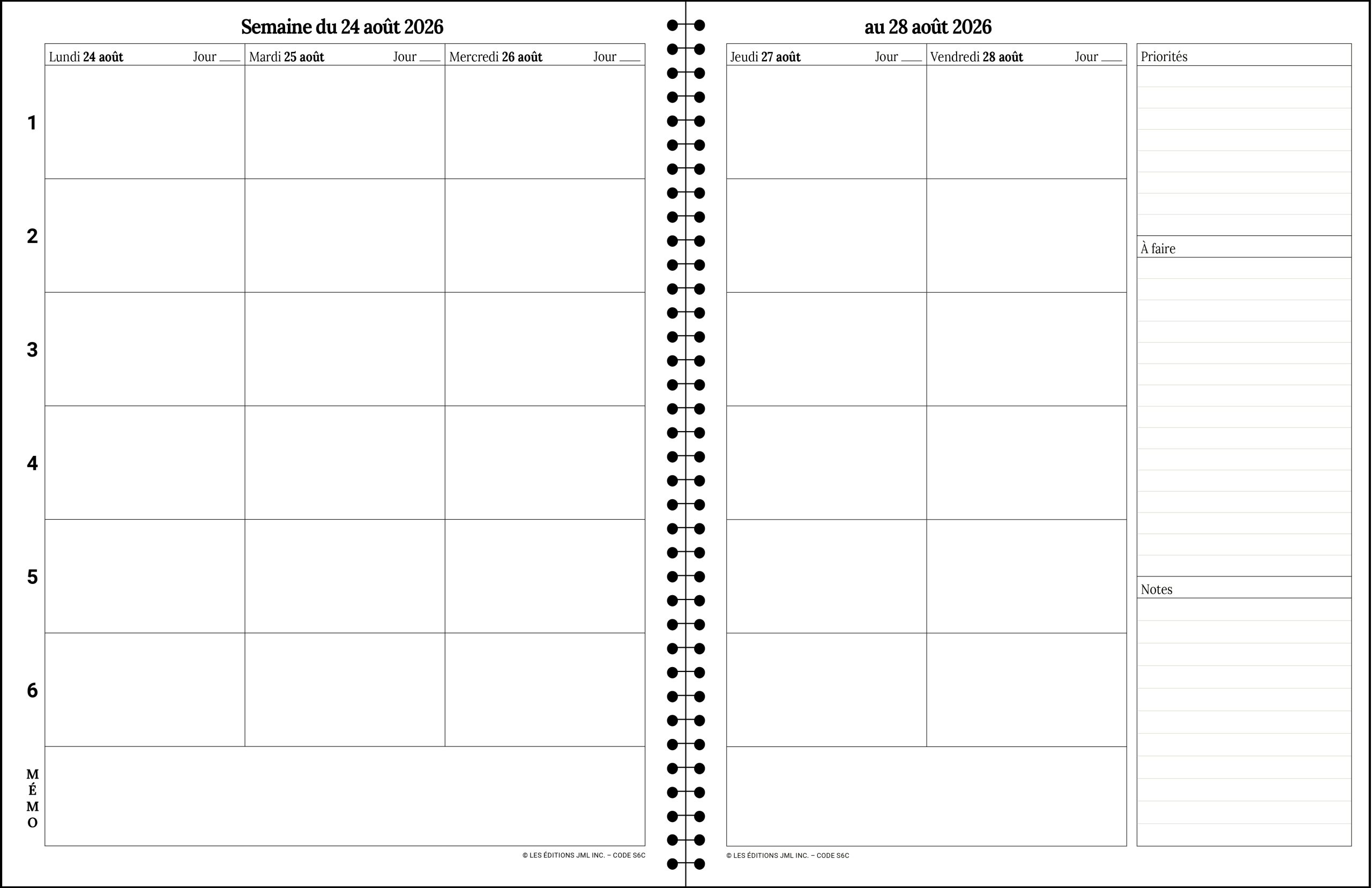 Planificateur pour enseignant 2026-2027, Semainier daté 6 périodes + relevé de notes 8 groupes + 3 acétates + 10 feuilles lignées + 1 pochette (S6C+RNS8 DATÉ+3 acétates+10 fles lignées+1 pochette/135) – Image 4