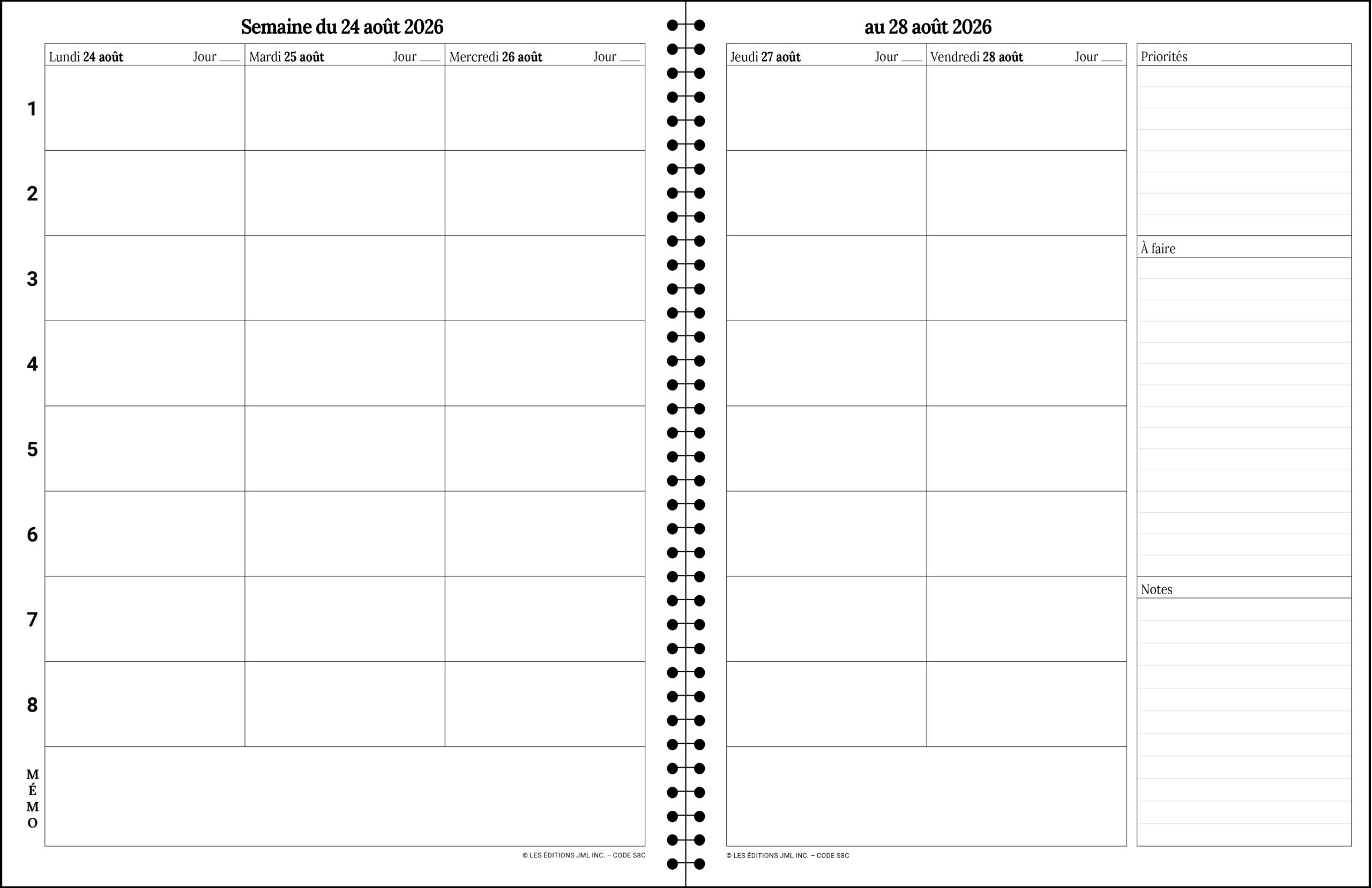 Planificateur pour enseignant 2026-2027, Semainier daté 8 périodes + relevé de notes 8 groupes + 3 acétates + 10 feuilles lignées + 1 pochette (S8C+RNS8 DATÉ+3 acétates+10 fles lignées+1 pochette/100) – Image 2