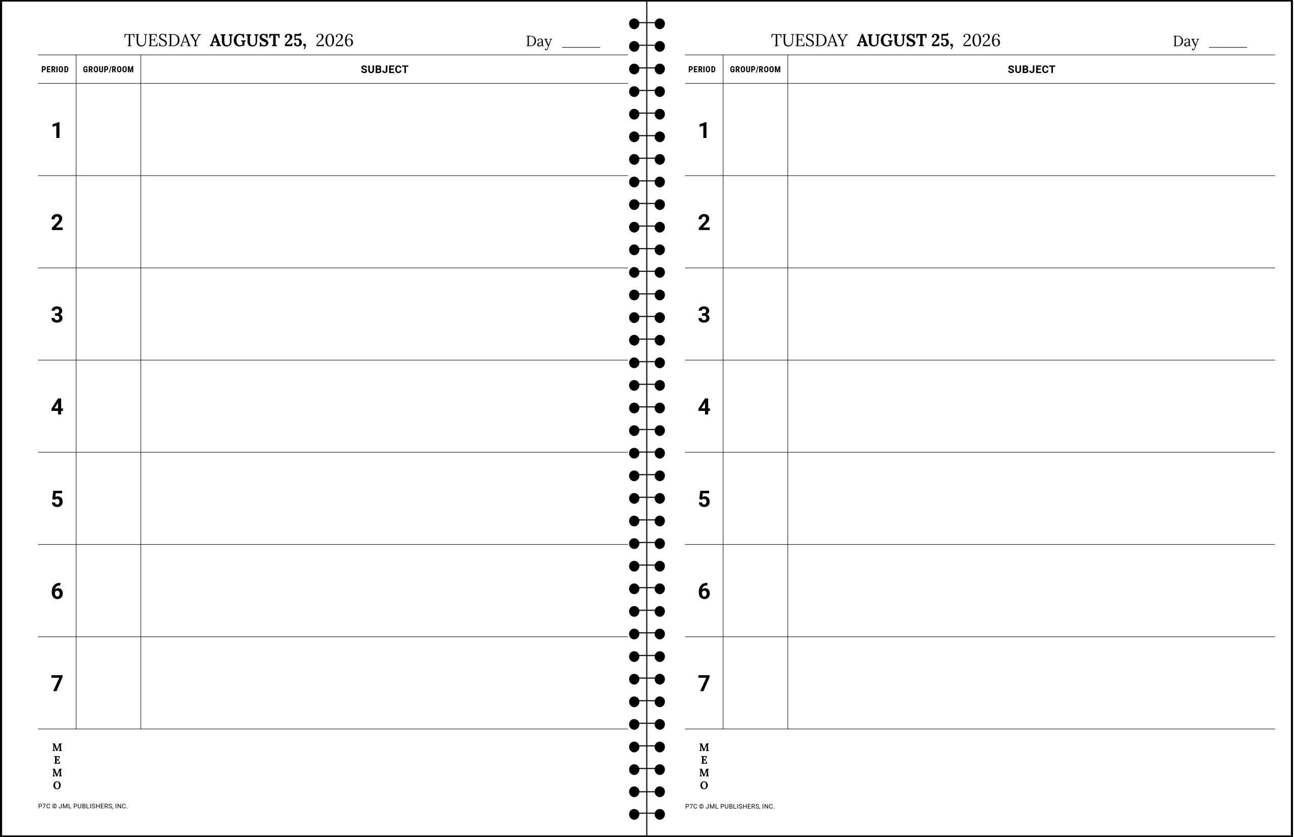 Teacher planner 2026-2027, Daily plan book 7 periods dated + 2 acetates + 10 ruled sheets (#17 dated+2 acetates+10 ruled sheets/131) – Image 2