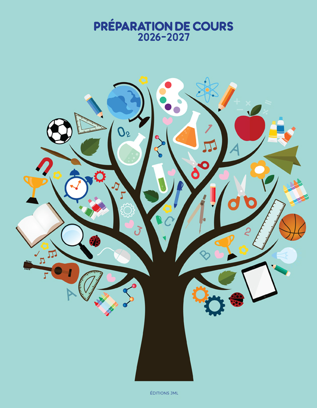 Planificateur pour enseignant 2026-2027, Semainier daté 8 périodes + relevé de notes 8 groupes + 3 acétates + 10 feuilles lignées + 1 pochette (S8C+RNS8 DATÉ+3 acétates+10 fles lignées+1 pochette/100)