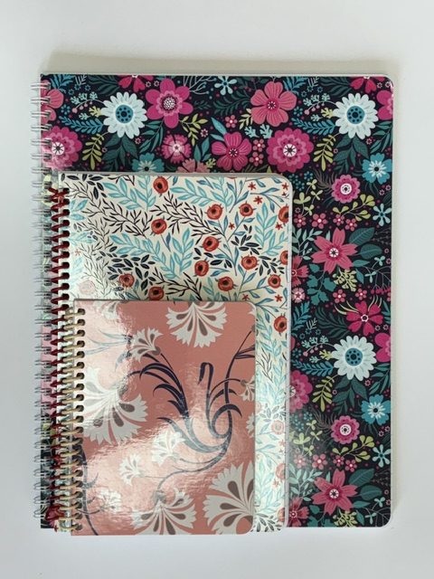 Ensemble de 3 cahiers de notes de multiples formats - 100 pages, Couvertures Floraison (PK3-010-Notes-100p)