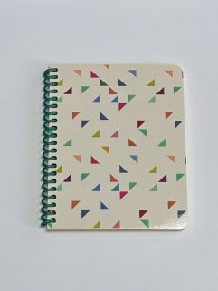 Cahier de notes papier jaune uni 4,25 po. x 5,5 po. - 100 pages, Couverture Triangles colorés (Notes-4,25x5,5-100p/166)