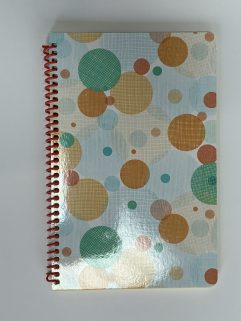 Cahier de notes papier jaune uni 5,5 po. x 8,5 po. - 100 pages, Couverture Cercles Pastel (Notes-5,5x8,5-100p/169)