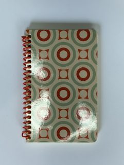 Cahier de notes papier jaune uni 3,5 po. x 5,5 po. - 100 pages, Couverture Cercles rétros (Notes-3,5x5,5-100p/199)