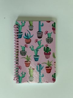 Cahier de notes 3,5 po. x 5,5 po. - 100 pages, Couverture Cactus fond rose (Notes-3,5x5,5-100p/269)